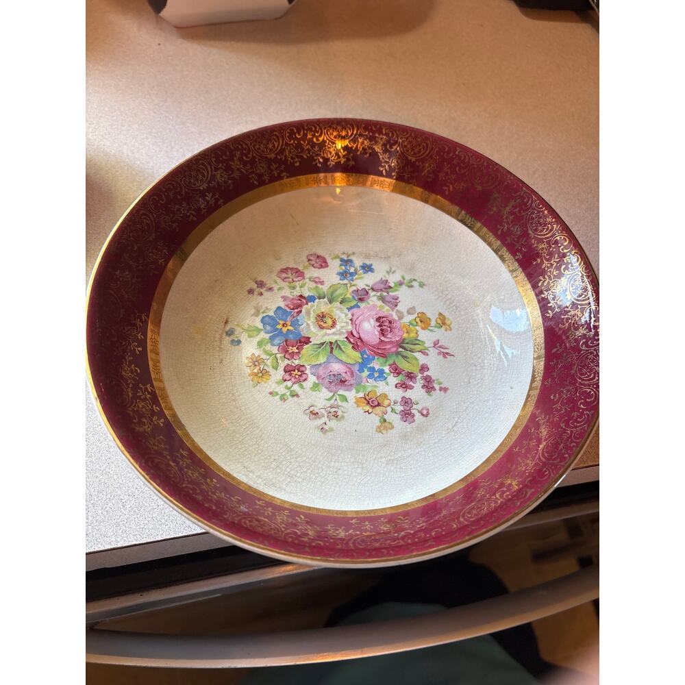 vintage bowl in the "Aristocrat Maroon" pattern by the Salem China